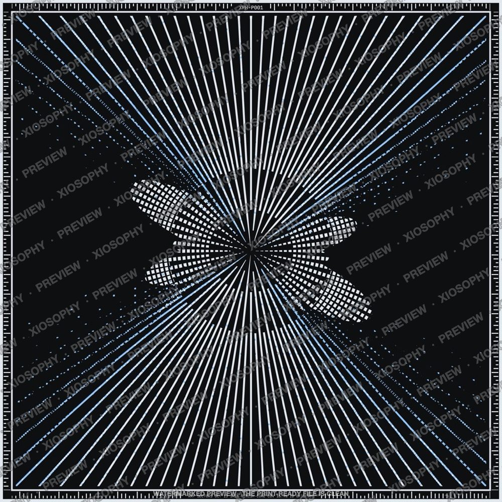 Sunburst Rays, Ice and signal blue on graphite