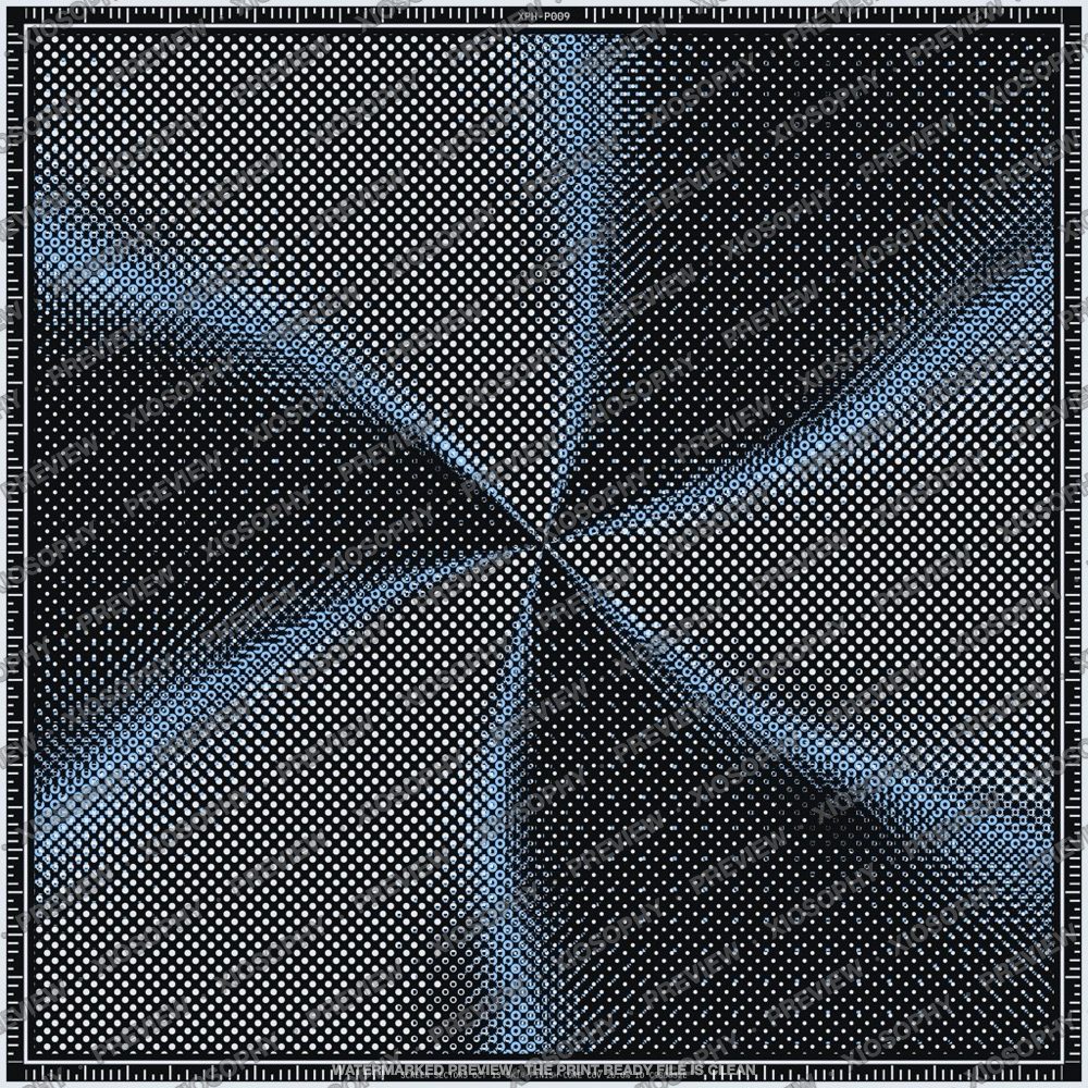 Halftone Rays, Ice and signal blue on graphite
