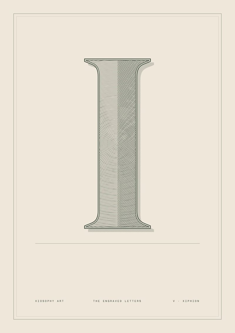 Plate V, the letter I, concentric ring in bottle green