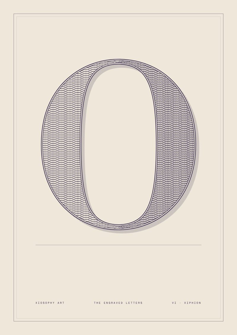 Plate VI, the letter O, lattice in violet