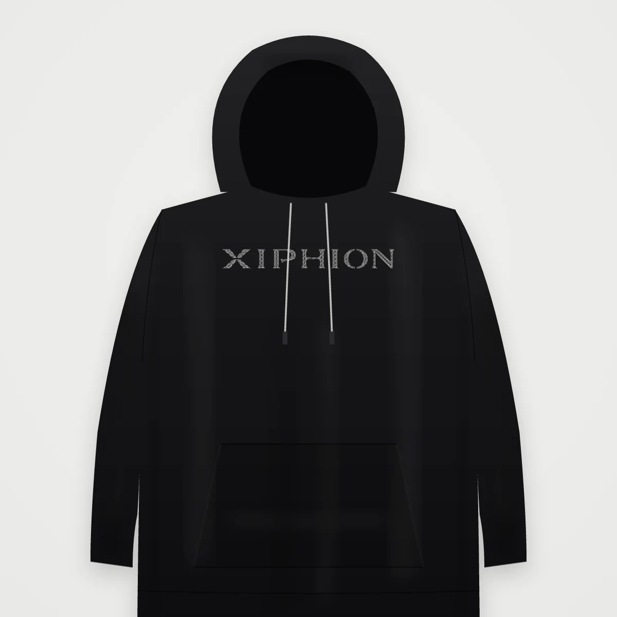 XIPHION Grid on a black hoodie