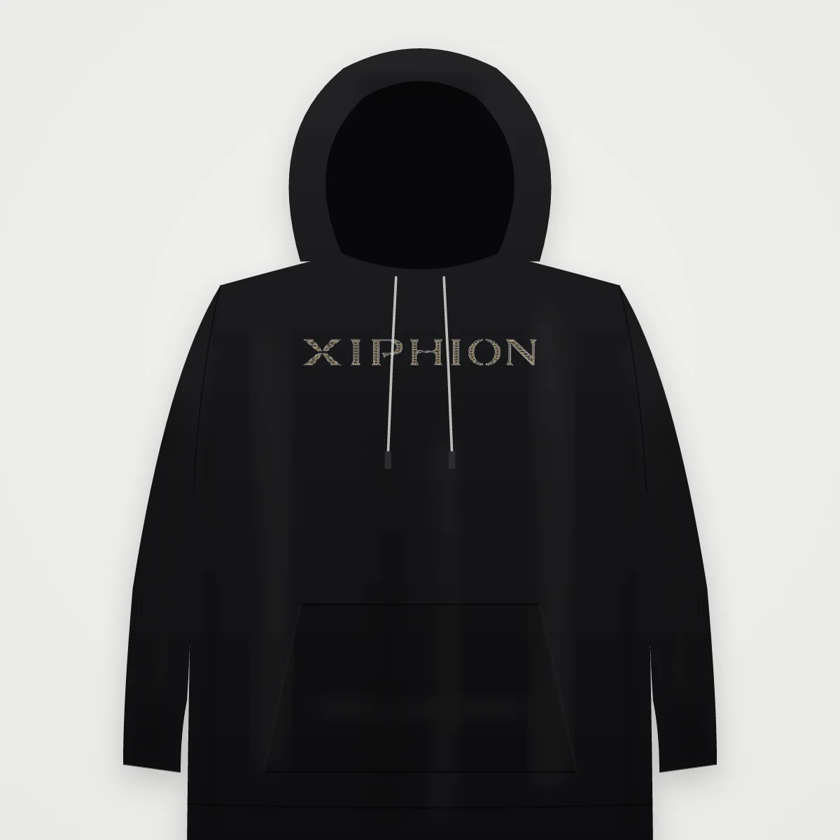 XIPHION Circle Fine on a black hoodie
